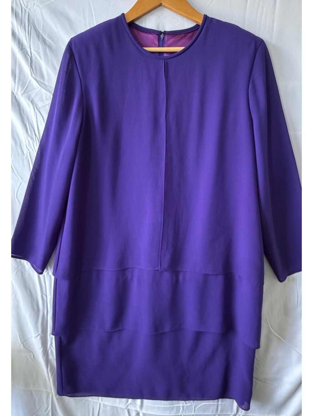 After Dark Dress 18 Purple Chiffon Tiered Shoulder Pads Formal Mother Bride